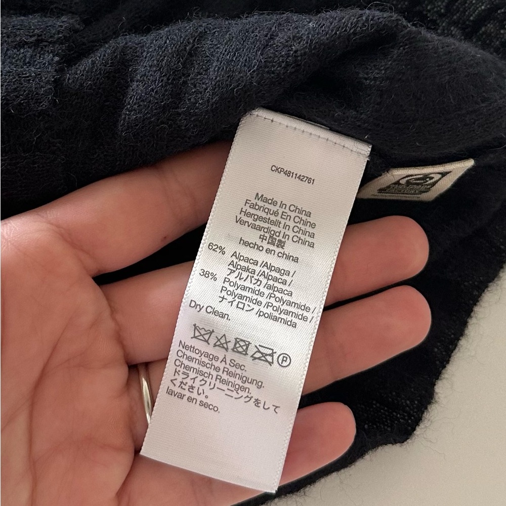 NEW Madewell Alpaca Blend Mock Neck Sweater Ribbed Black Sheer XS - Picture 5 of 7